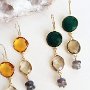 Emerald Sparkle Earrings. Brooklyn Candy Collection. Gold Plated over Silver Bezelled Earrings.                                                                                                                                       Citrine, Dyed emerald, Bezelled Beer Quartz, Labradorite. Size:  2’’2/8 (5.5 cm). Availability: In stock $99.99 at <a href="http://www.fromrussia.com/emerald-sparkle-earrings-brooklyn-candy-collection.html" target="_blank">        http://www.fromrussia.com/emerald-sparkle-earrings-brooklyn-candy-collection.html</a><br />