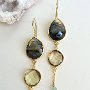 Transparent Quartz Earrings. Brooklyn Candy Collection.  Gold Plated over Silver Bezelled  Earrings  <br />Labradorite, Beer Quartz, Sea Green Chalcedony. Size: 2’’7/8 (7 cm)  Availability: In stock $99.99 at <a href="http://www.fromrussia.com/transparent-quartz-earrings-brooklyn-candy-collection.html" target="_blank">http://www.fromrussia.com/transparent-quartz-earrings-brooklyn-candy-collection.html</a><br />