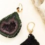 Tabasco Geode Earrings (Materials: Tabasco geode with Chalcedony from Mexico,  Microbeads, Swarovski crystals, Swarovski Ceralun Epoxy Clay, Gold-filled earwire)                SOLD