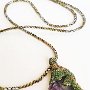 Necklace (Materials:  Amethyst slice, Microbeads, Swarovski beads, Swarovski crystals, Swarovski Ceralun Epoxy Clay, Gold-filld Lobster Claw Clasp )