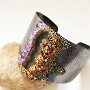Cuff Bracelet (Materials:  Base Metal cuff bracelet, Amethyst slice, Microbeads, Swarovski crystals, Swarovski Ceralun Epoxy Clay) SOLD 