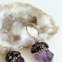 Earrings (Materials: Raw Purple Amethyst, Swarovski crystals, Swarovski Ceralun Epoxy Clay, Gold-filled earwire )   SOLD