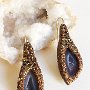  Earrings (Materials: Tabasco geode with Chalcedony from Mexico, Microbeads, Swarovski crystals, Swarovski Ceralun Epoxy Clay,  Gold-filled earwire) 