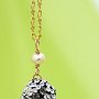 Necklace (Materials: Glowing White Keshi Pearl, Swarovski crystals, Swarovski Ceralun Epoxy Clay, Gold-filled)  