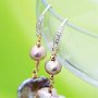 Earrings (Materials: Natural Lilac & Gold Keshi pearls, Lilac Freshwater Potato Pearls, Rhodium-Plated, Sterling Silver Earwire with Clear CZ)