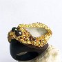  Ring (Materials:Wood, Tabasco Geode,  Black Pearls, Swarovski crystals, Swarovski Ceralun Epoxy Clay)   SOLD